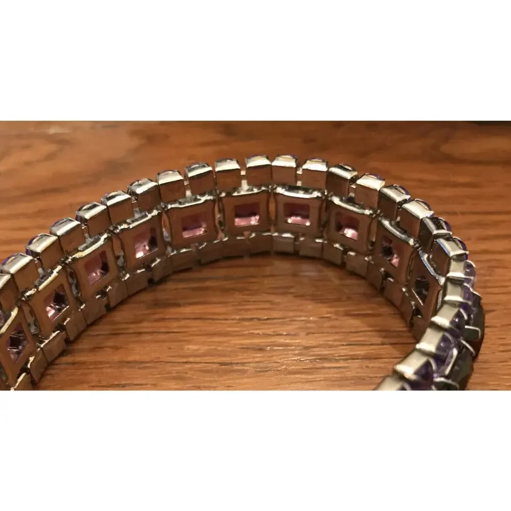 Estate Purple Large & Small Gem 3 Row Stretch Bracelet 3/4
